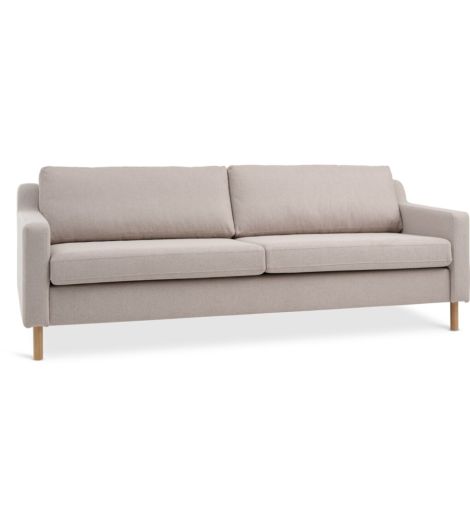 Sofa HELLERUP 3 seater beige fabric/natural oak