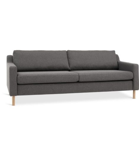 Sofa HELLERUP 3 seater grey fabric/natural oak