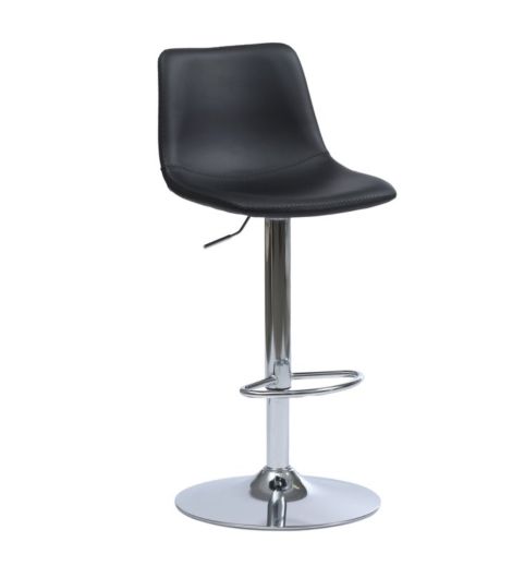 كرسي عالي BROAGER بدون مسند - جلد اصطناعي أسود/فضي كروم