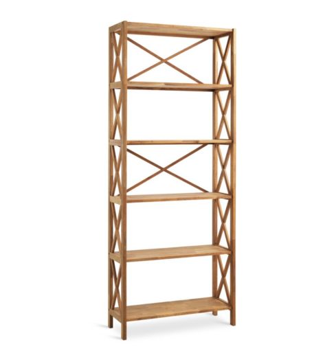 وحدة أرفف JANNERUP عريضة - 6 أرفف، خشب بلوط طبيعي