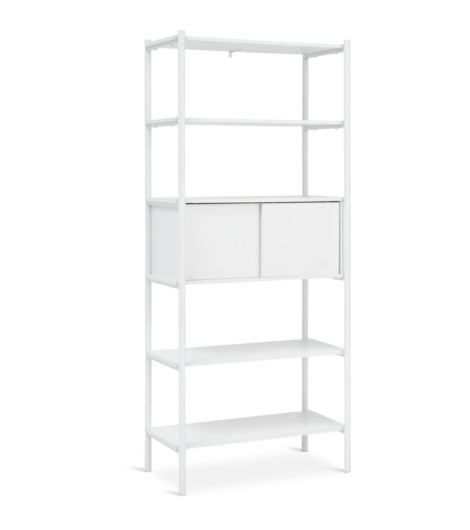وحدة أرفف LINDVED بـ6 أرفف وبابين، أبيض