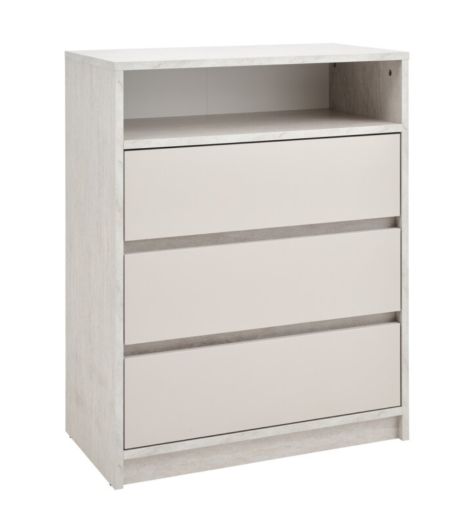 خزانة أدراج BILLUND بـ3 أدراج، لون حجر الترڤرتين/بيج