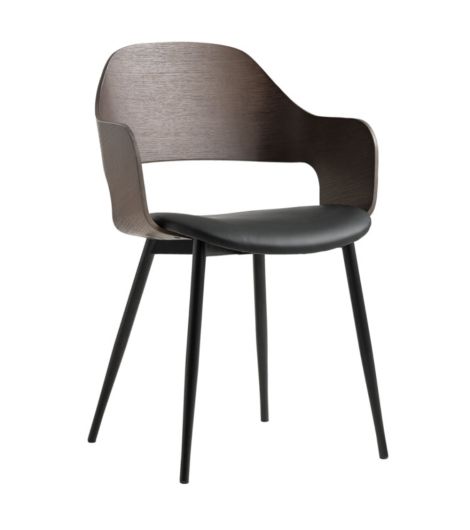 كرسي طعام HVIDOVRE، بلوط داكن/قماش أسود