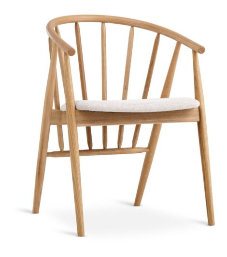 كرسي طعام LYKSBORG، بلوط طبيعي/نسيج أبيض مائل إلى أصفر