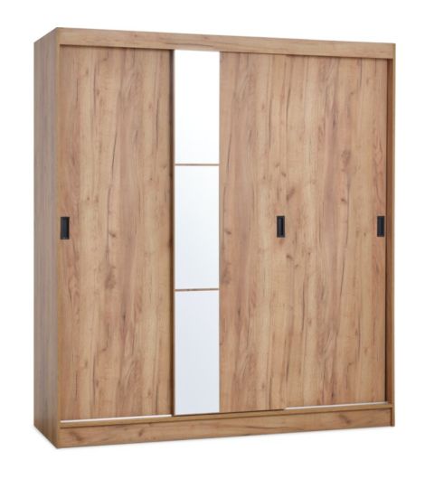 خزانة ملابس ODDER بمرآة - مقاس 179×201، لون البلوط البري