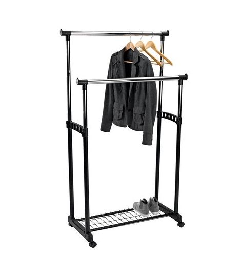 ستاند تعليق الملابس مع رف للأحذية أسود