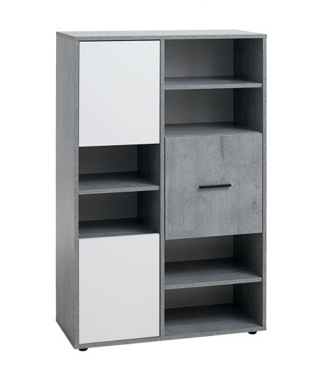 خزانة كتب بثلاثة أبواب لون أبيض/اسمنتي