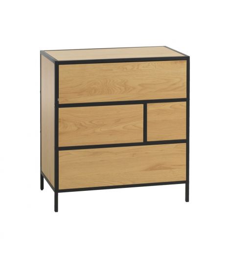 خزانة من 4 أدراج - بلوط/ أسود