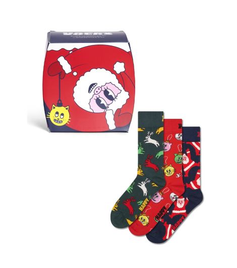HAPPY SOCKS UNISEX 3-PACK STUCK IN THE CHIMNEY SOCKS GIFT SET