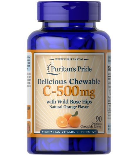 Puritans Pride Vitamin C500 Chewable with Rosehip 90s