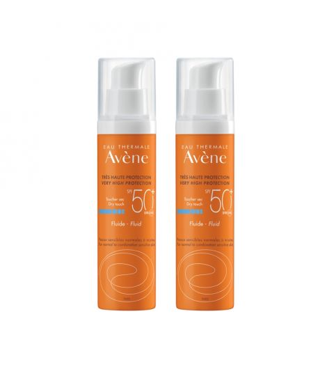 Avene Sun Block Colorless Fluid For Oily Skin Spf 50+ Kit 2X50ml