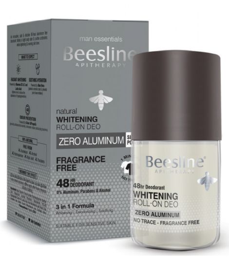 Beesline Roll-on Deo Whitening Men Zero Aluminum Silver Powder Fragrance Free 70ml