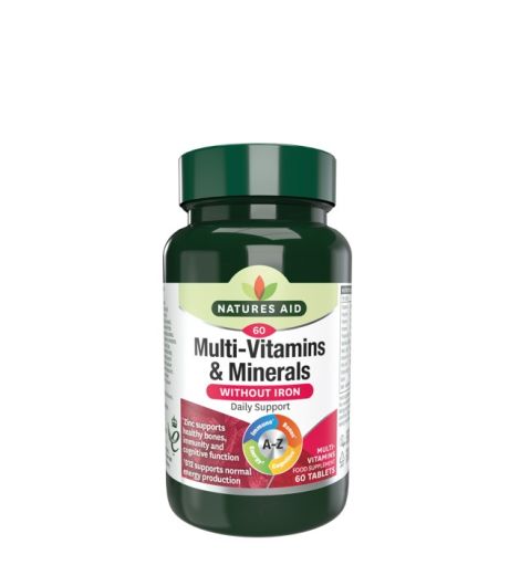 Natures Aid MultiVitamins & Minerals Without Iron 60 Tablets