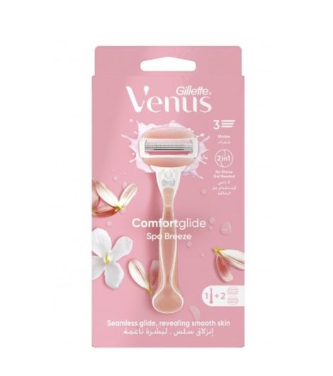 Gillette Venus Comfortglide Spa Breeze Women's Razor Handle + 2 Blade Refills