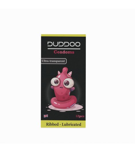 Duddoo Ribbed Condoms Lubricated 12 Pieces/Pack