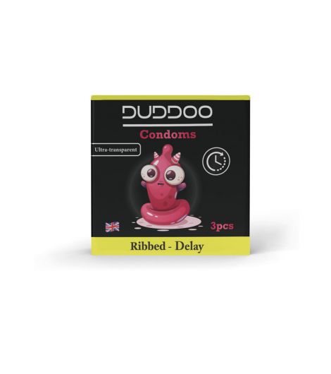 Duddoo Ribbed Delay Condoms 3 Pieces/Pack