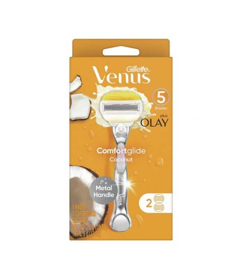 Gillette Venus Comfortglide Coconut Scent Plus Olay Women's Razor Handle + 2 Blade Refills