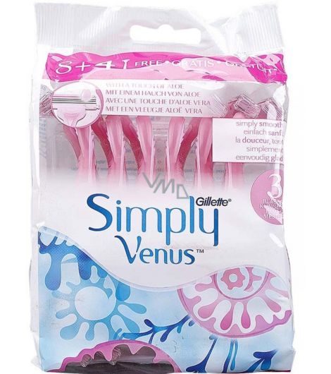 Gillette Simply Venus 3 Women's Disposable Razor, 8+4 free pcs
