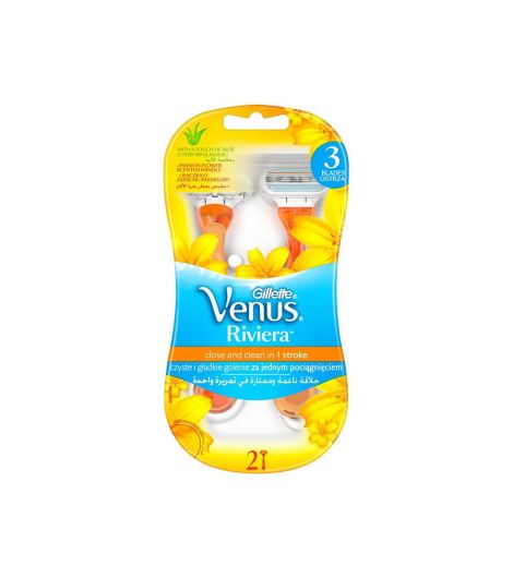 Gillette Venus Riviera Women's Disposable Razor with Scented Handles, 2 pcs