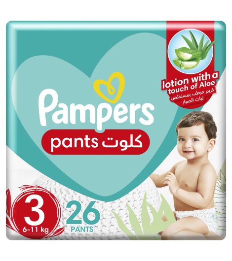 Pampers Baby-Dry Pants with Aloe Vera Lotion, Size 3, 6-11 kg, Mega Pack, 26 Pants