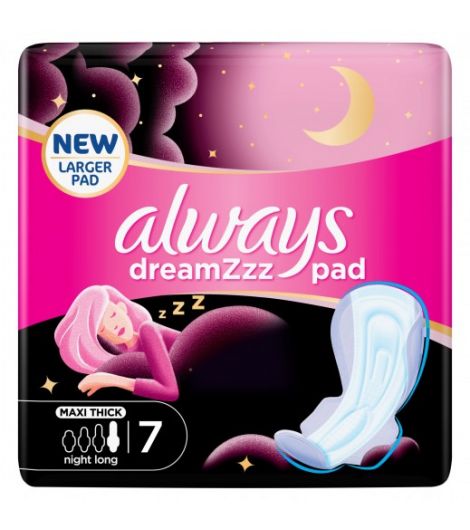 Always Pads Maxi Thick Cotton Soft Super Heavy Night 7 Sanitary Pads