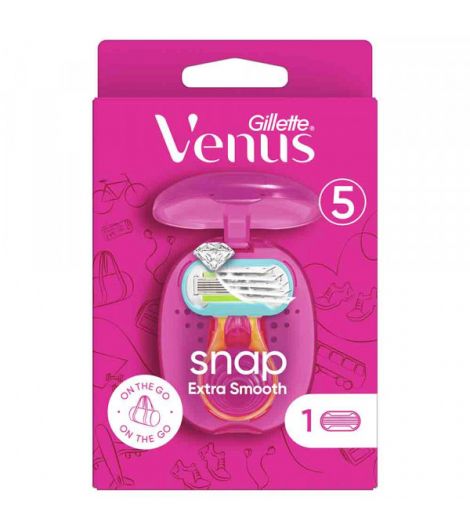 Gillette Venus Extra Smooth Snap Women's Razor, Handle + 1 Blade Refill + Travel Case