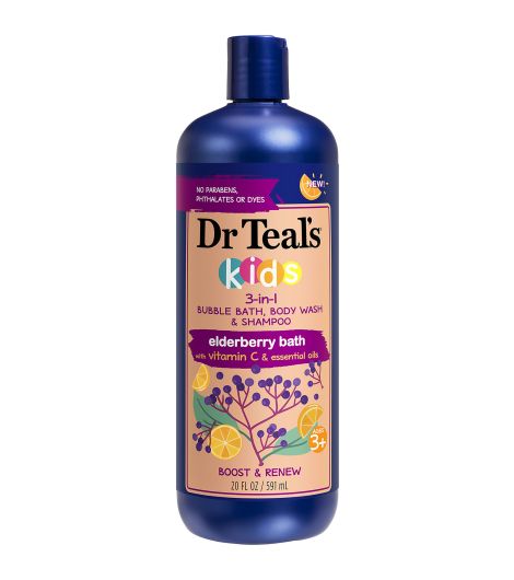 Dr Teal's Kids Elderberry & Vitamin C Bubble Bath, Body Wash & Shampoo - 591ml