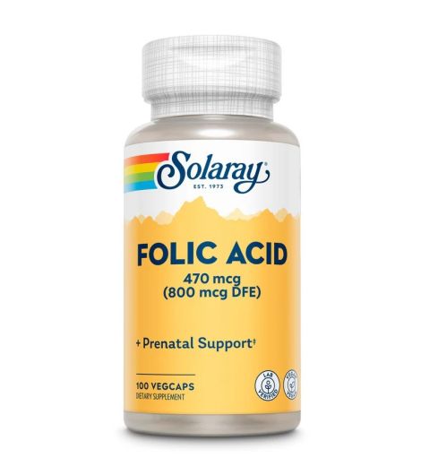 Solaray Folic Acid 800 Mcg 100 Vegcaps