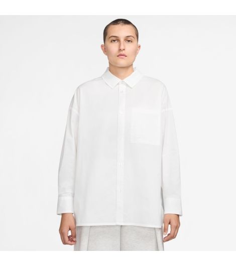 NIKE SPORTSWEAR CHILL POPLIN WOMEN'S LONG SLEEVE BUTTON TOP