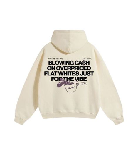 ANOTHER COTTON LAB MEN'S OVERPRICED FLAT WHITES HOODIE