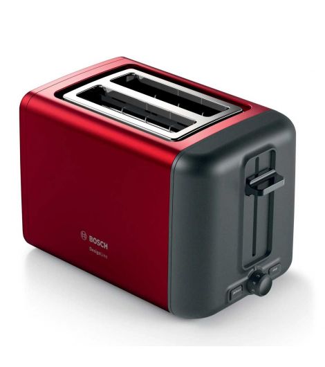 BOSCH TAT3P423GB Compact Toaster DesignLine 970W, Stainless Steel Red