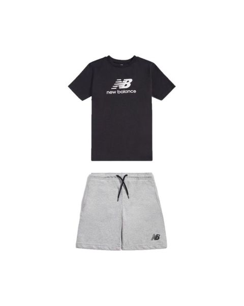 New Balance Stacked Kid's Logo Tee & FT Short Set