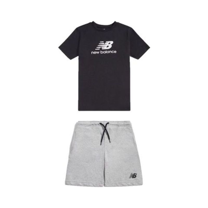 New Balance Stacked Kid's Logo Tee & Ft Short Set