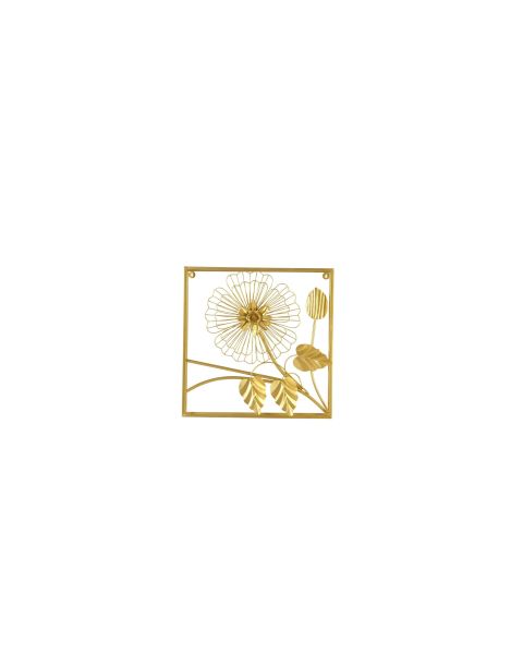 Metal flower frame wall art - Gold Antique