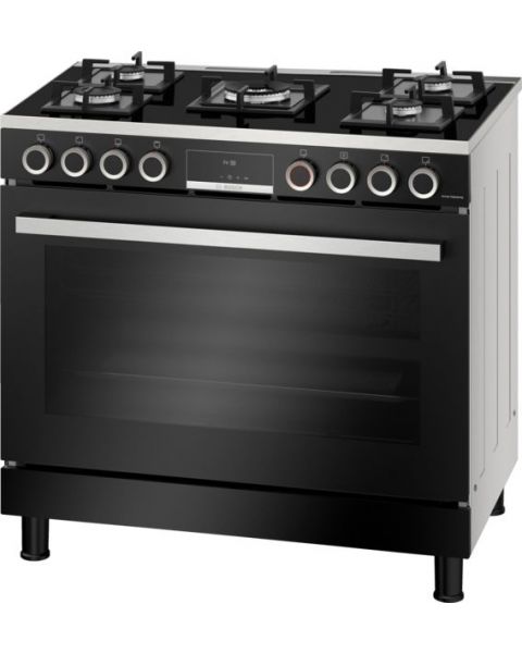 Bosch Series 8 5 Burners Gas Cooker, 90x60cm, HJY5G7V60M - Black