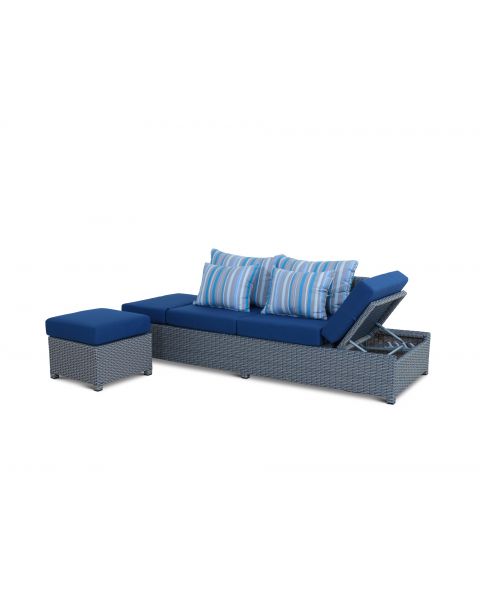Brandon Sofa With Ottoman - Blue