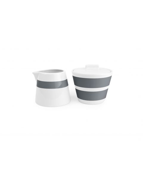 Stripes Milk Jug & Sugar Pot - Grey