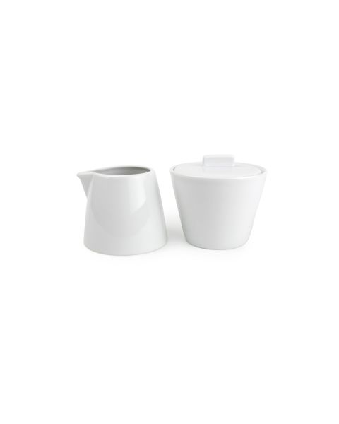 Stripeless Plain Milk Jug & Sugar Pot - White