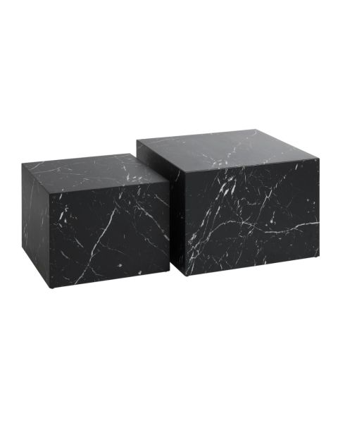 طاولة قهوة TINGSTED - مقاس 55/45x55/45، مظهر رخامي، عبوة من قطعتين