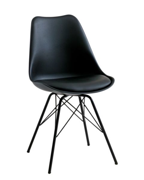 كرسي طعام KLARUP جلد صناعي أسود/أسود