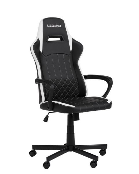 كرسي ألعاب LERBJERG - أسود/جلد أبيض صناعي