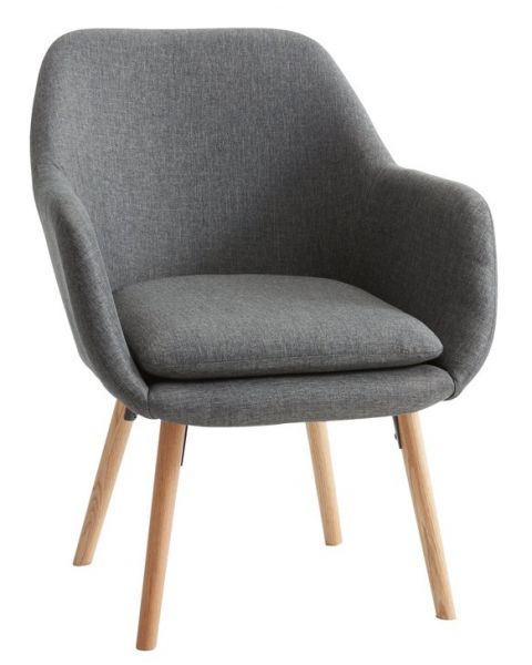 Armchair UDSBJERG grey fabric/oak
