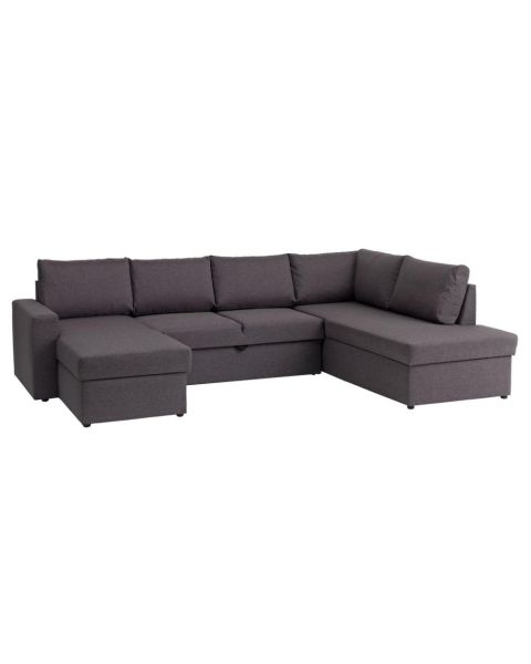Corner sofa bed MARSLEV dark grey fabric