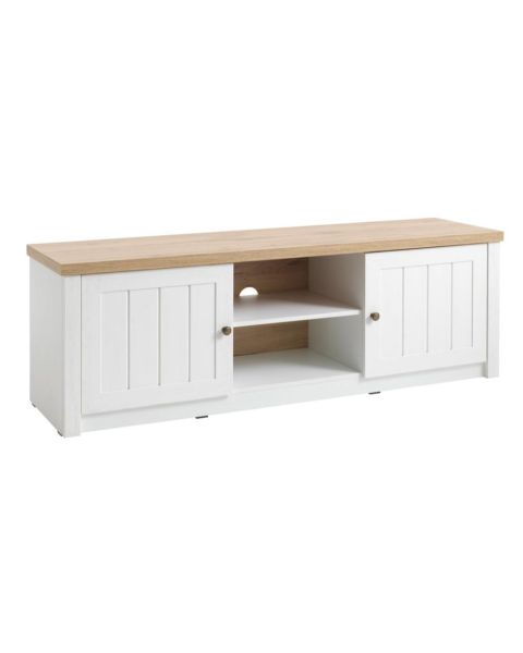 TV bench MARKSKEL 2 doors white/oak colour