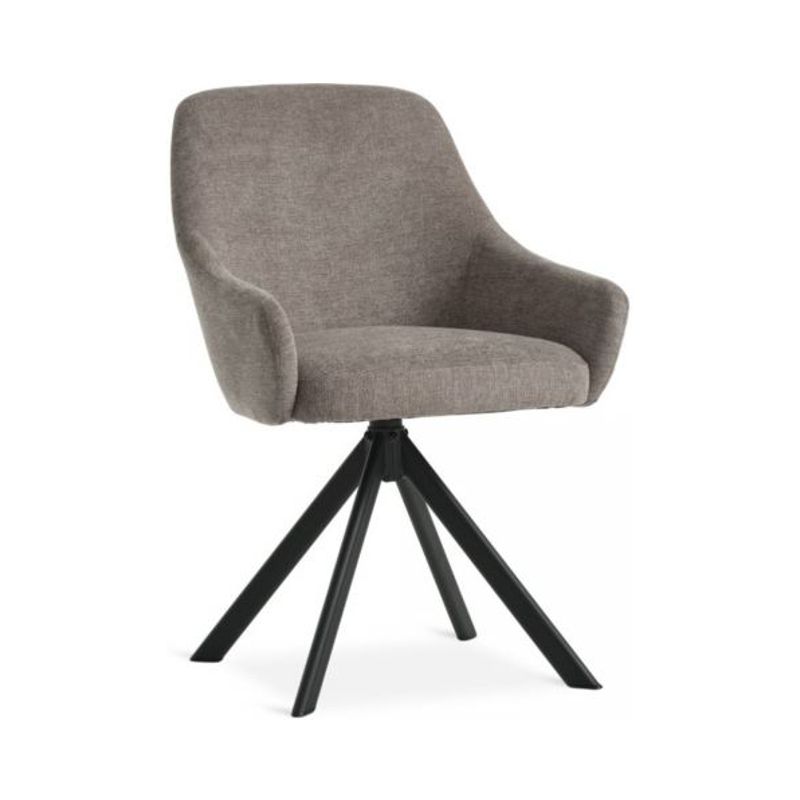 Dining chair ROSTRUP swivel beige fabric/black
