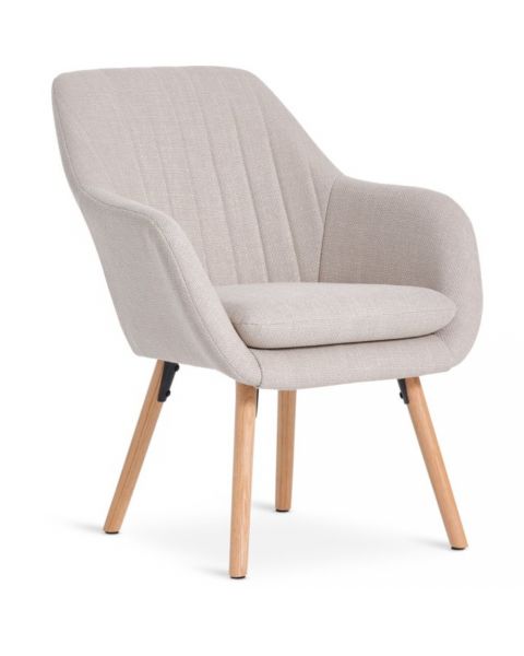 Armchair UDSBJERG beige fabric/oak
