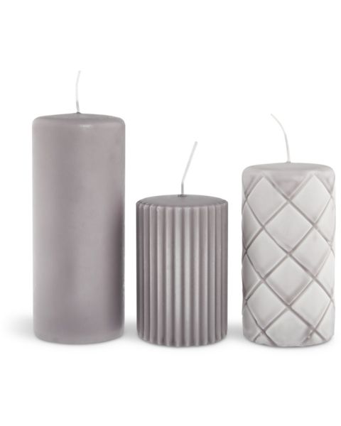 شمعة كبيرة ALFRED - رمادي، طقم من 3 قطع