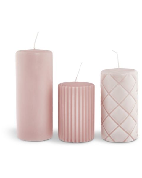 شمعة كبيرة ALFRED - وردي، طقم من 3 قطع
