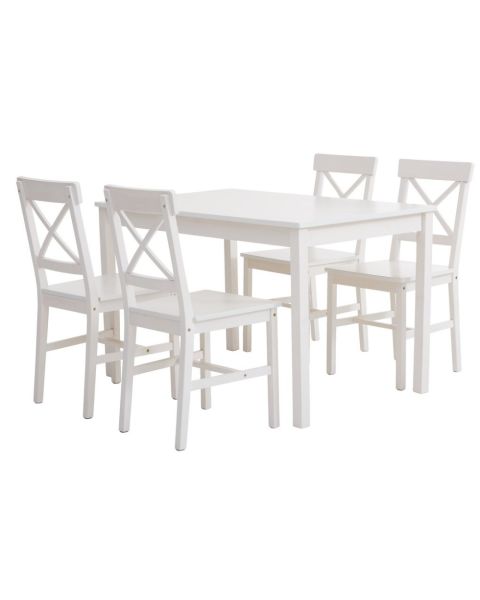 طاولة EJBY L118 أبيض + عدد 4 كراسي EJBY باللون الأبيض