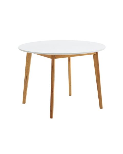 طاولة طعام JEGIND - قطر 105 سم، أبيض/بيج